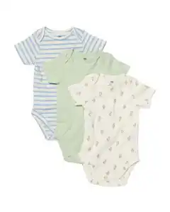 3er-Pack Baby-Bodys, Biobaumwolle, mit Elasthan eierschalenfarben