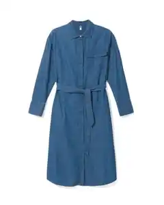 Damen-Hemdblusenkleid Kelsey mittelblau