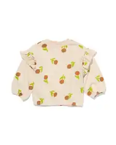 Baby-T-Shirt, gerippt, Blumen ecru