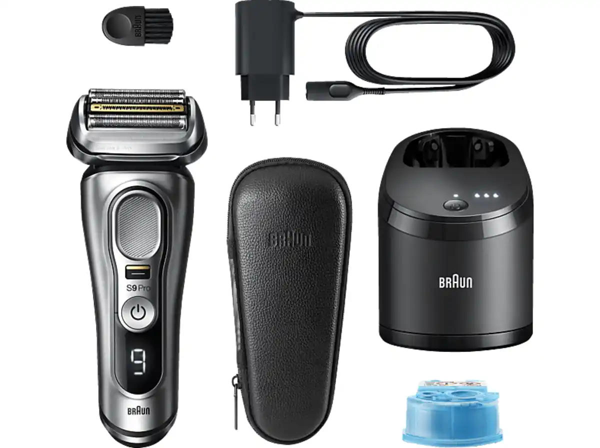 Bild 1 von BRAUN Pro 9467cc Eleketrorasierer Series 9 Silber/Schwarz (Active Quattro Head, Reinigungsstation: Ja), Silber/Schwarz