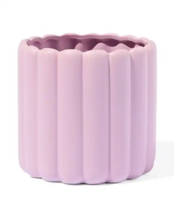 Bild 3 von Blumentopf Ø12x13cm, Keramik, gerippt, lila