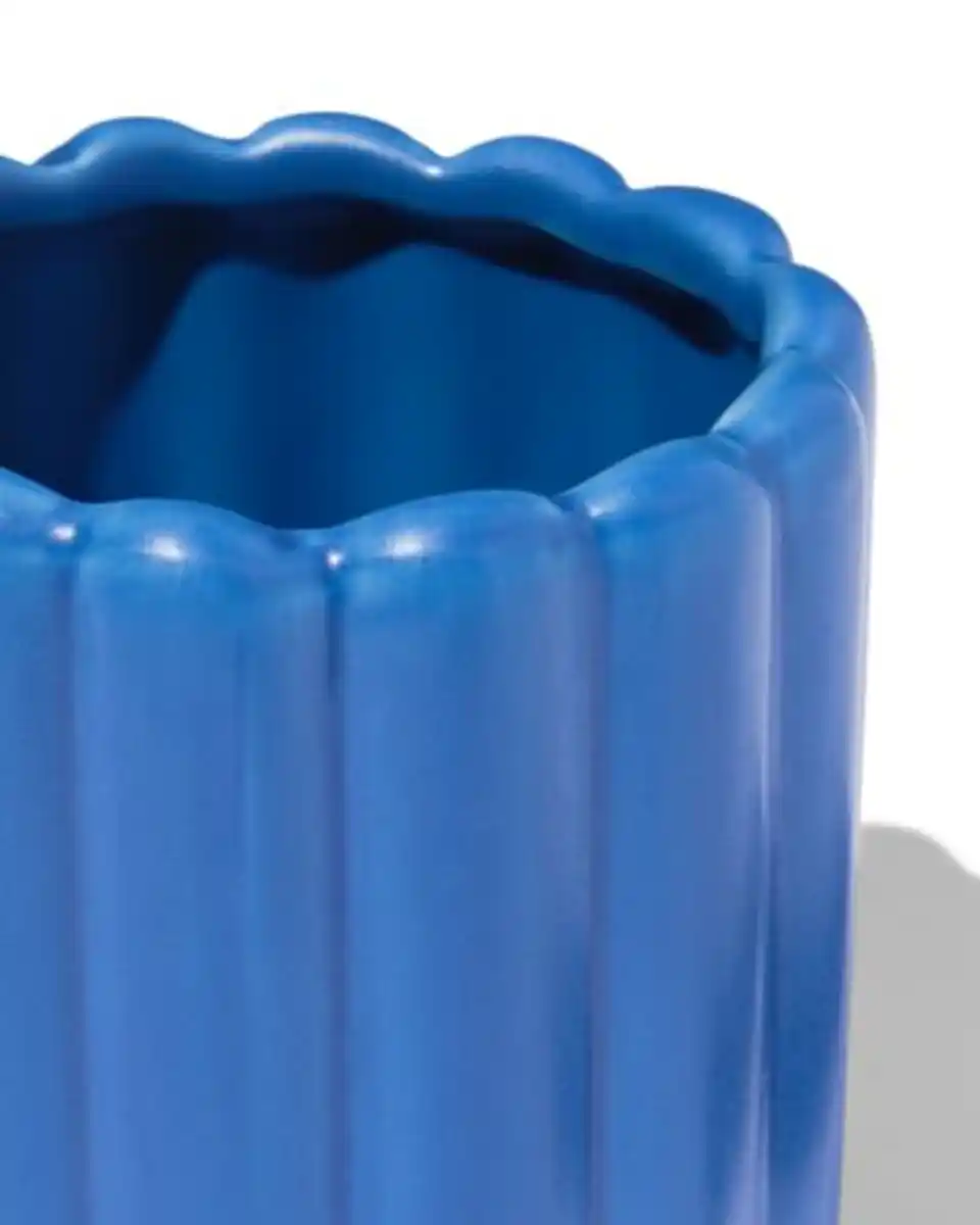 Bild 2 von Blumentopf Ø 6,5 × 7 cm Keramik Riffel Blau