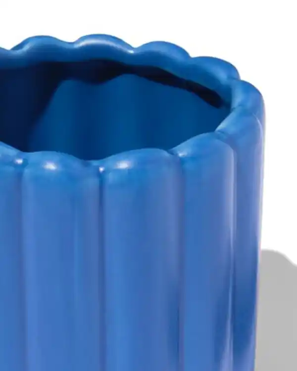 Bild 2 von Blumentopf Ø 6,5 × 7 cm Keramik Riffel Blau