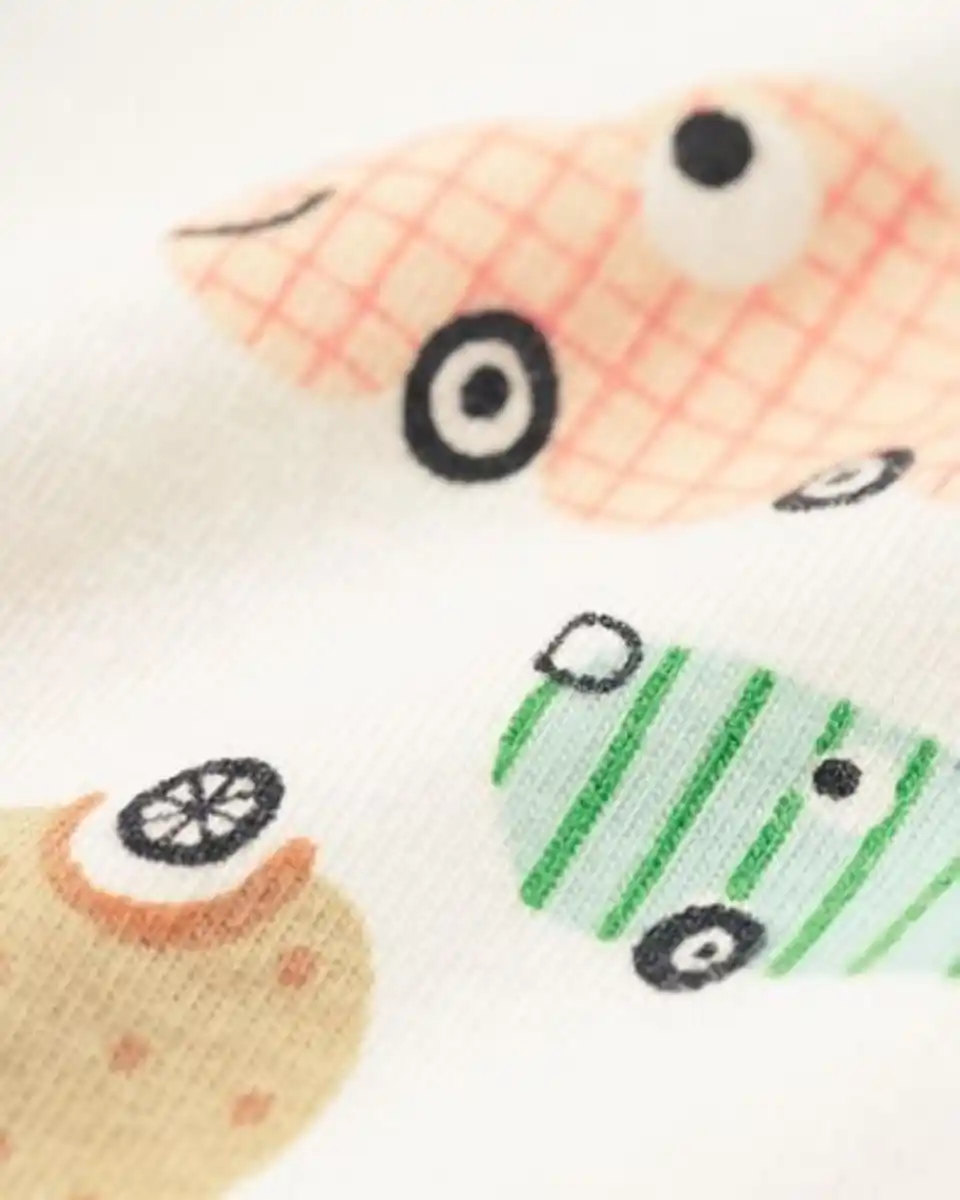 Bild 2 von Strampler aus Bio-Waffelbaumwolle mit Stretch, Auto eierschalenfarben