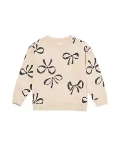 Oversized-Kinder-Sweater, Schleifen eierschalenfarben