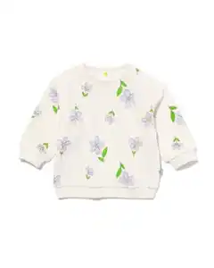 Sweater für Neugeborene, Samt, Blumen eierschalenfarben