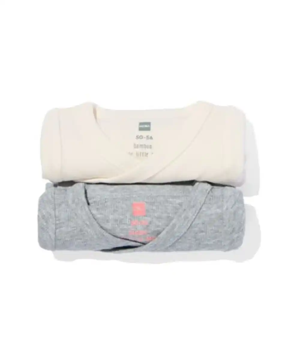 Bild 2 von größenflexibler Newborn-Wickelbody, Feinripp, mit Bambus/Elasthan graumeliert