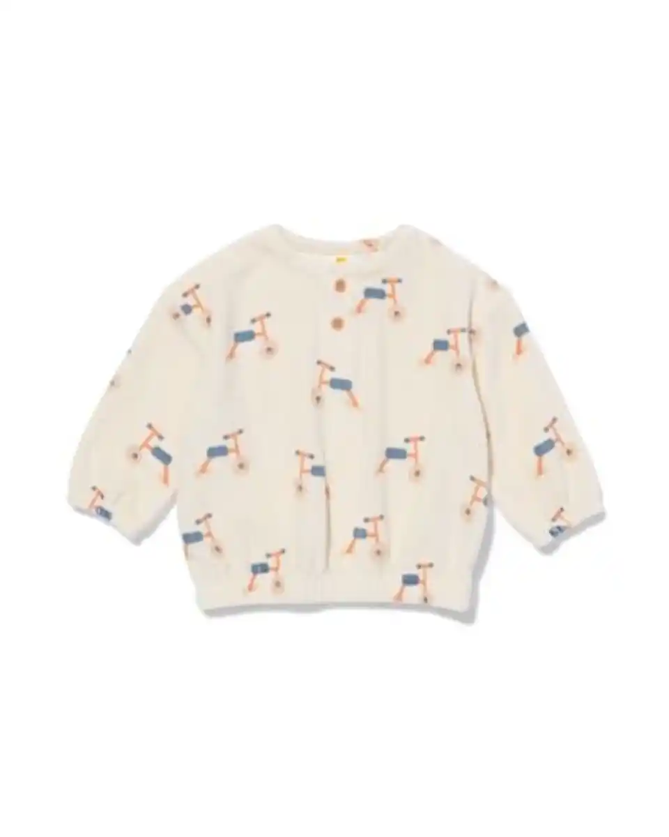 Bild 1 von Sweater für Neugeborene, Samt, Fahrräder eierschalenfarben