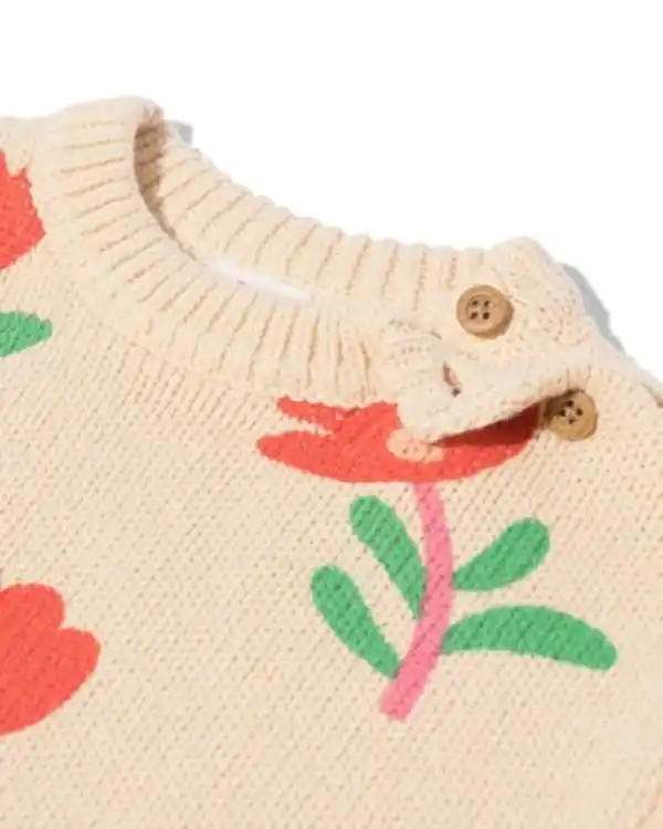 Bild 3 von Babypullover mit Blumen sandfarben