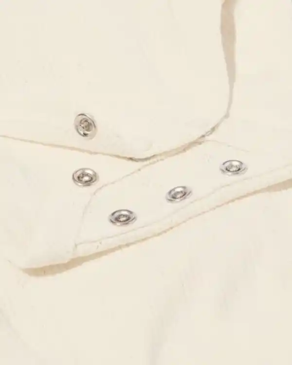 Bild 4 von größenflexibler Newborn-Wickelbody, Feinripp, Ajourmuster, Elasthan ecru