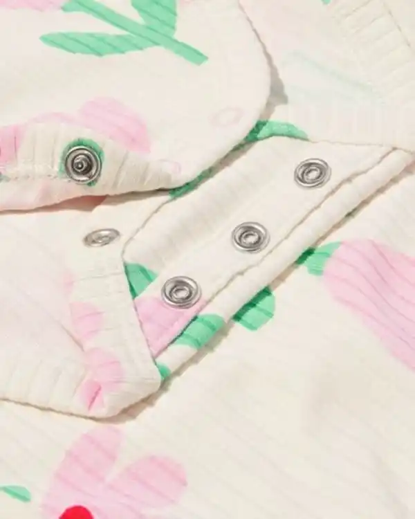 Bild 3 von größenflexibler Baby-Body, gerippt, Bambus mit Elasthan, Blumen bunt