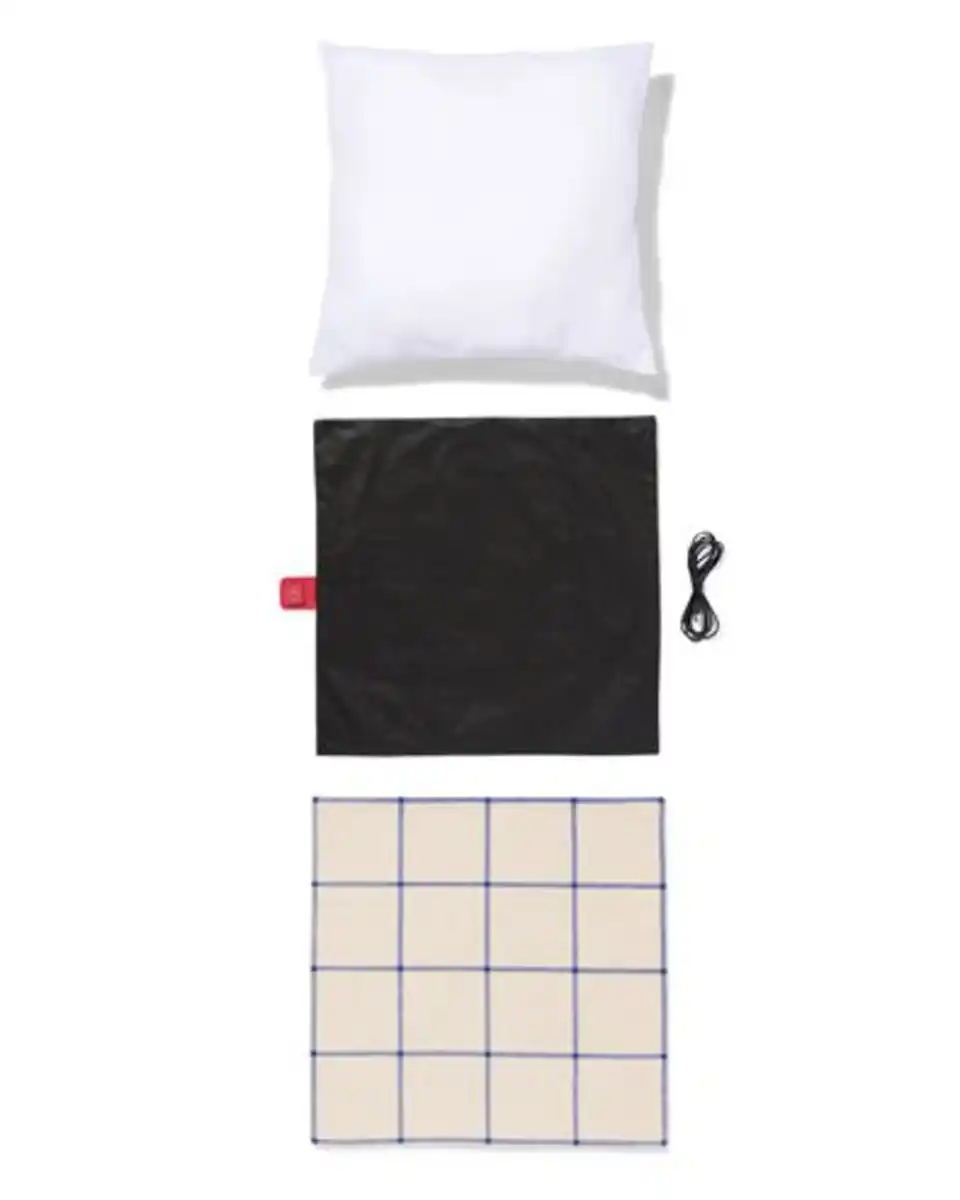 Bild 2 von Kissenbezug 50x50, Karo, Natur-Blau