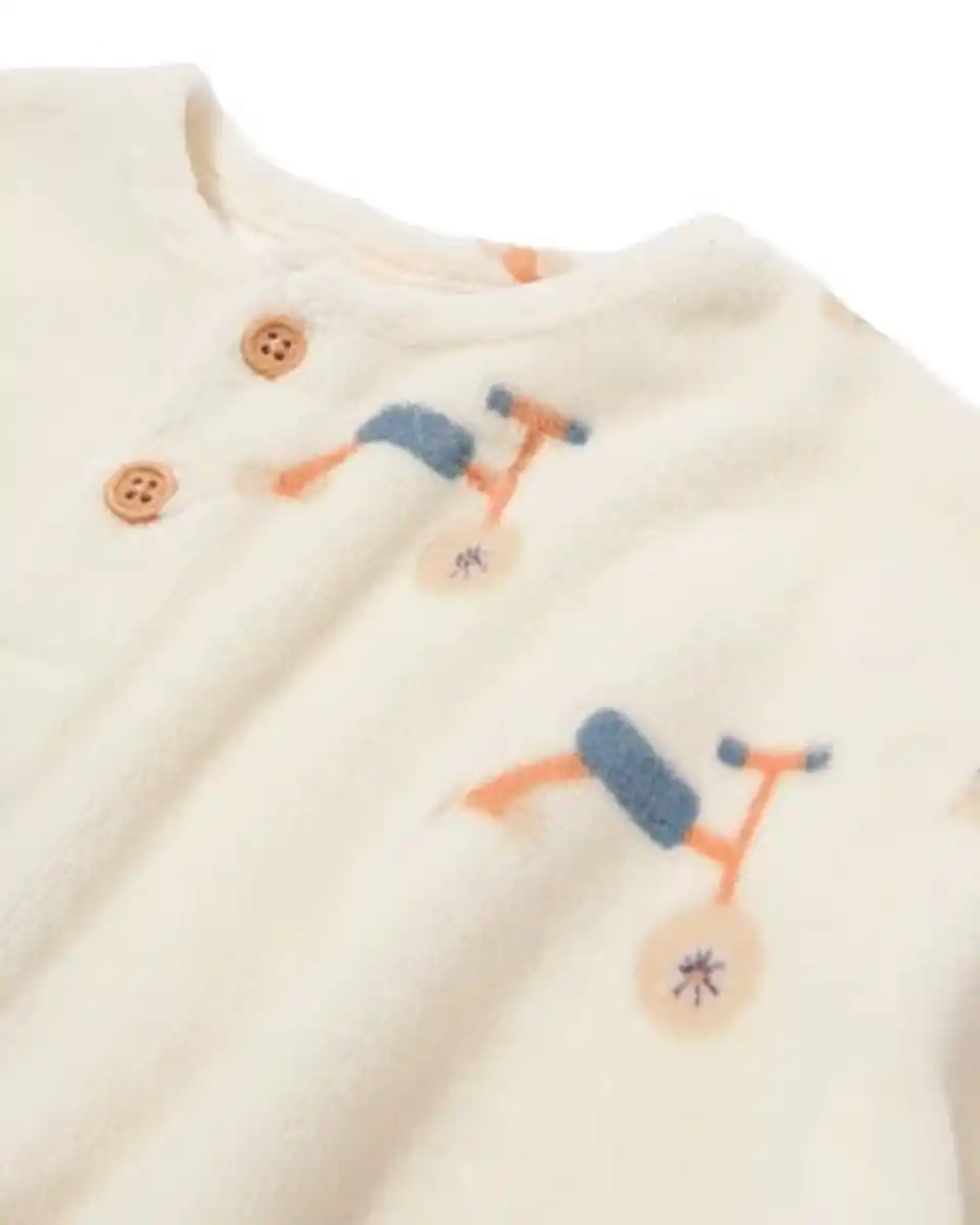 Bild 3 von Sweater für Neugeborene, Samt, Fahrräder eierschalenfarben