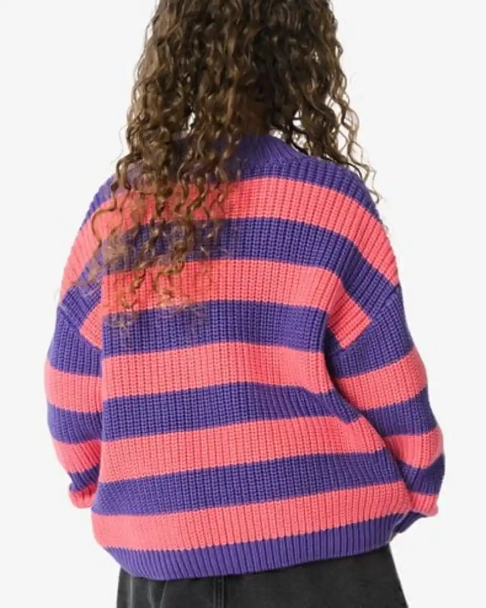 Bild 3 von Strick-Kinderpullover, Streifen rosa