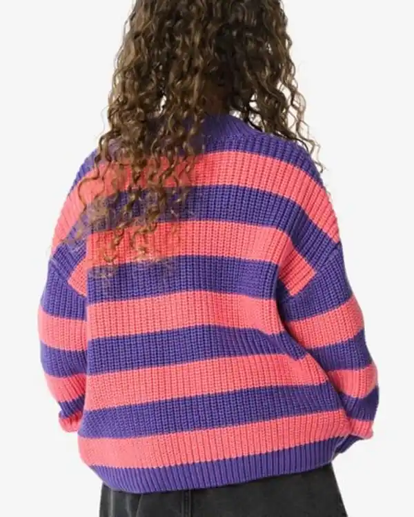 Bild 3 von Strick-Kinderpullover, Streifen rosa