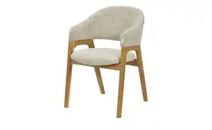 smart Bouclé-Armlehnstuhl aus Eiche Massivholzgestell Erik