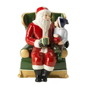 Villeroy & Boch Weihnachtsmann Christmas Toys, Grün, Rot, Weiß, Keramik, Weihnachtsmann, 10x10x15 cm, sitzend, zum Stellen, Dekoration, Weihnachtsdekoration, Winterdeko