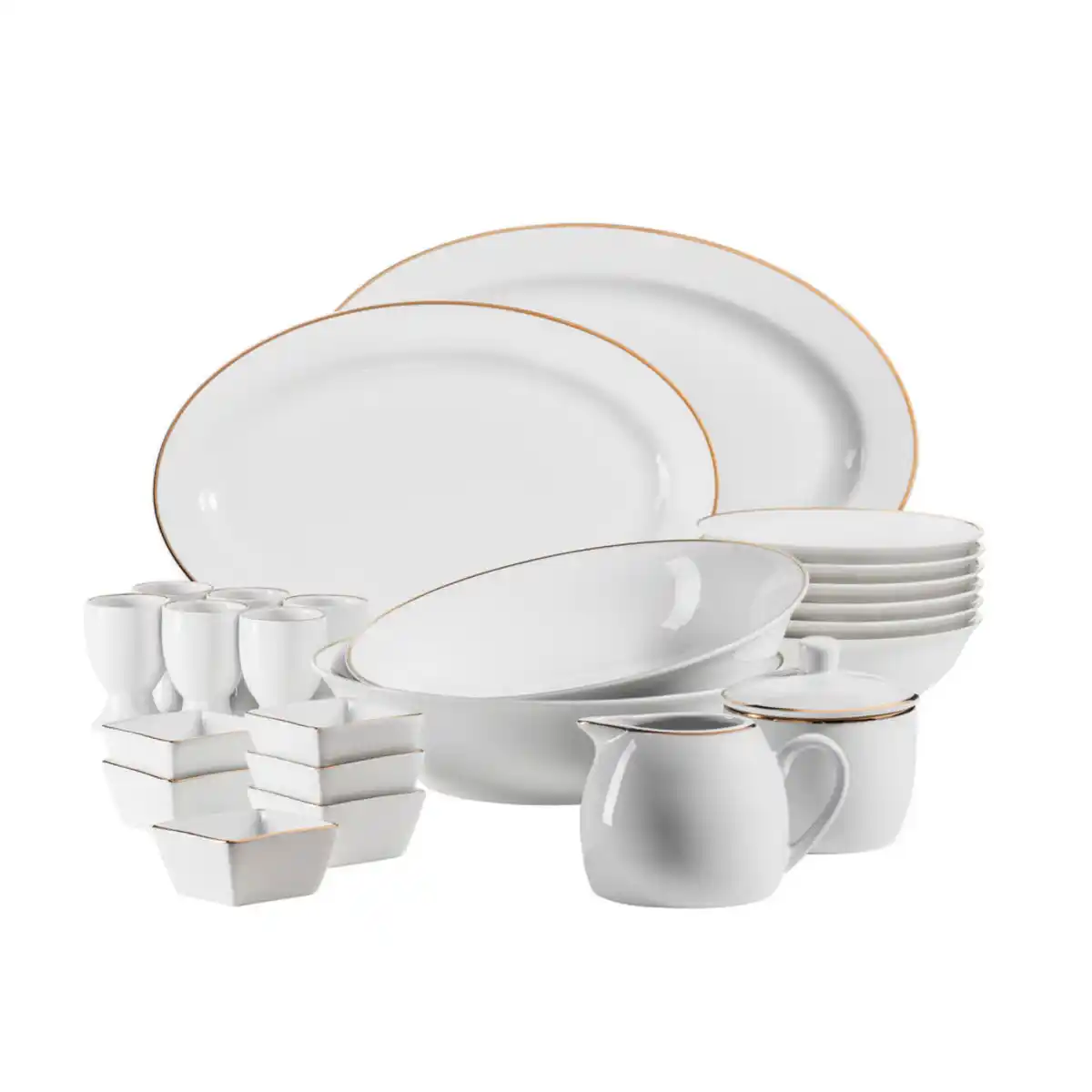 Bild 1 von Mäser Kombiservice Professional Dining, Weiß, Gold, Keramik, 24-teilig, 400 ml, 39x34x28 cm, Essen & Trinken, Geschirr, Geschirr-Sets, Kombiservice
