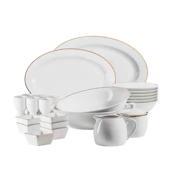 Bild 1 von Mäser Kombiservice Professional Dining, Weiß, Gold, Keramik, 24-teilig, 400 ml, 39x34x28 cm, Essen & Trinken, Geschirr, Geschirr-Sets, Kombiservice