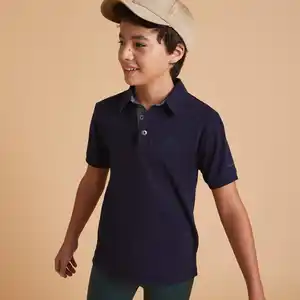 Reit-Poloshirt kurzarm 140 Jungen marineblau