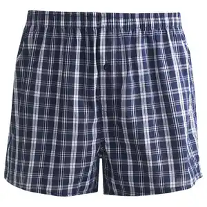 Herren Boxershorts mit Karo-Muster DUNKELBLAU