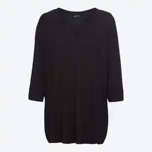 Damen-Langarmshirt mit Spitze, große Größen, Black