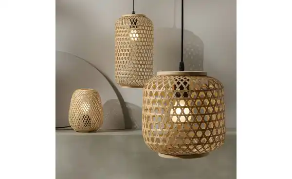 Bild 3 von KHG Pendelleuchte, 1-flammig, Bambus-Rattan geflochten natur