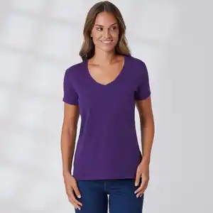 Damen-T-Shirt mit V-Ausschnitt, Dark-violet