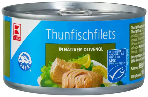 Bild 1 von K-CLASSIC Thunfischfilet, 185-g-Dose