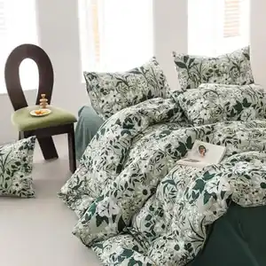 Menkala Bettwäsche 100% Baumwolle Blumen Vintage Botanisch Muster Renforce Bettbezug Deckenbezug und Kissenbezug mit Reißverschluss