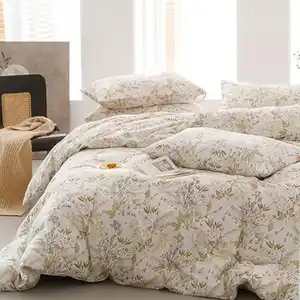 Menkala Bettwäsche 100% Baumwolle Blumen Vintage Botanisch Muster Renforce Bettbezug Deckenbezug und Kissenbezug mit Reißverschluss