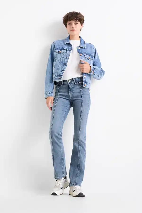 Bild 1 von C&A Bootcut Jeans-Mid Waist, Blau, Größe: 36