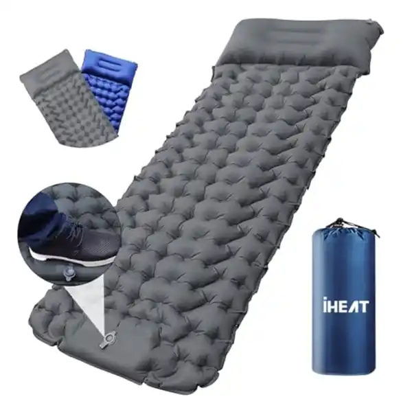 Bild 1 von iHEAT Selbstaufblasend Camping Isomatte Schlafmatte mit Fußpresse Pumpe,Ultraleichte Luftmatratze mit Kopfkissen,wasserdichte kompakte Isomatte für Outdoor,Wandern,Backpacking,Camping,Strand