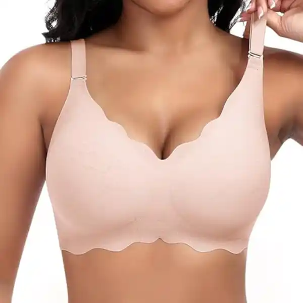 Bild 1 von Jiuday Damen BH ohne Bügel Spitzen Soft BH Große Brüste Starker Halt Push Up Bügelloser BH Gepolstert Seamless Bequemer Nahtloser Bra V-Ausschnitt Minimizer Bralette