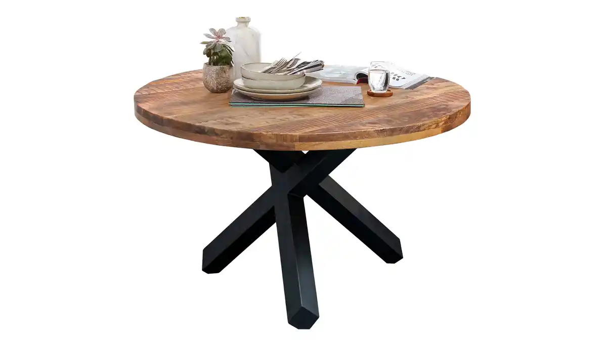 Bild 1 von Esstisch Massivholztisch 130 cm rund Mango lackiert - EDUARDO