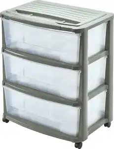 Rollcontainer Grau/Transparent 56x64x39 cm