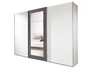 Schwebetürenschrank mit Spiegel - weiß - grau 270 cm - MINDEN