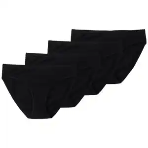 4 Damen Slips mit Baumwolle SCHWARZ