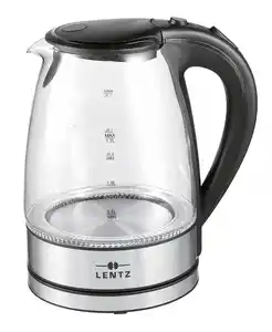 LENTZ Wasserkocher 1,7 Liter Glas/Edelstahl