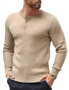 COOFANDY Pullover Herren Henley Winterpullover mit Knopfleiste Langarmshirts für Herren Strickpullover Langarm Sweater