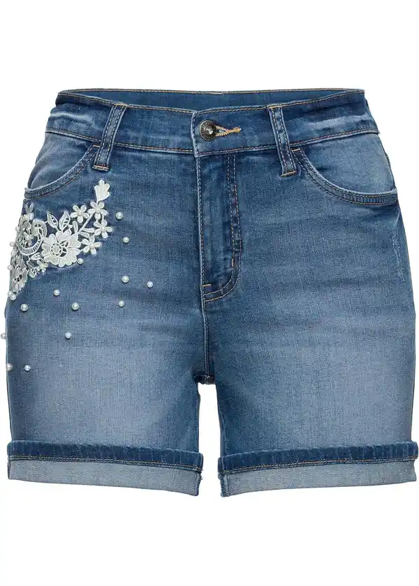 Bild 1 von Jeansshorts Mid Waist mit Verzierung, 34, Blau