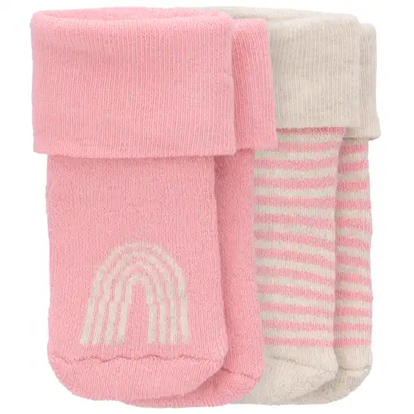 Bild 1 von 2 Paar Newborn Socken mit Frottee ROSA / HELLBEIGE