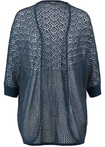 Strickjacke mit Muster und Fledermausärmeln, 3/4 Arm, 56/58, Blau