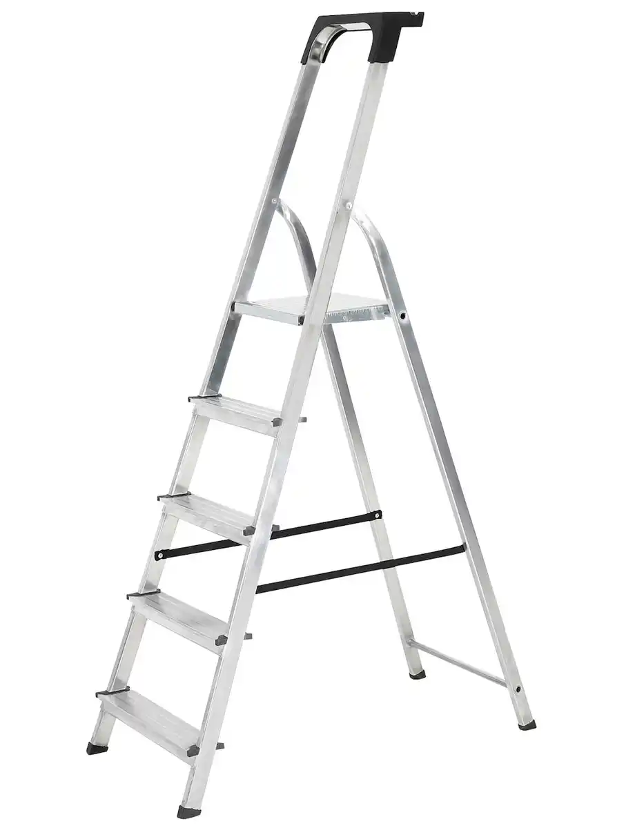 Bild 1 von Haushaltsleiter 5-Stufen Aluminium mit Ablage