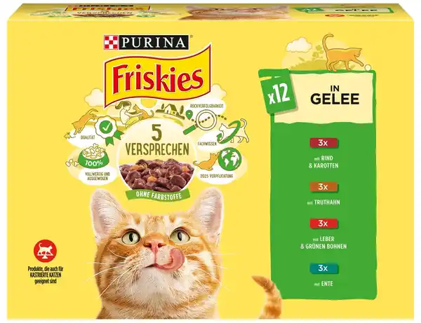 Bild 1 von PURINA FRISKIES Katzennassfutter, 12 x 85-g-Packg.