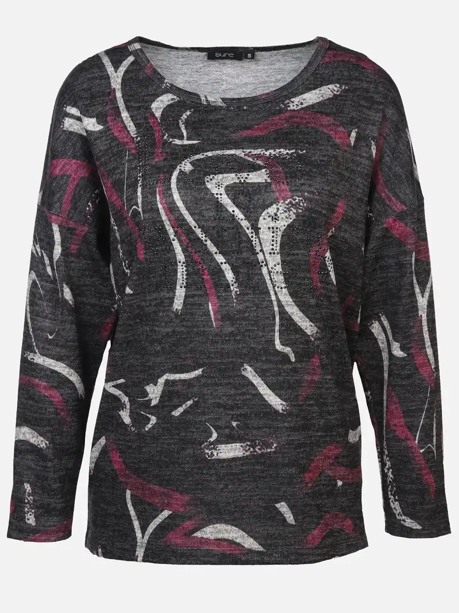 Bild 1 von Damen Print Flauschshirt mit Strasssteinchen Rot