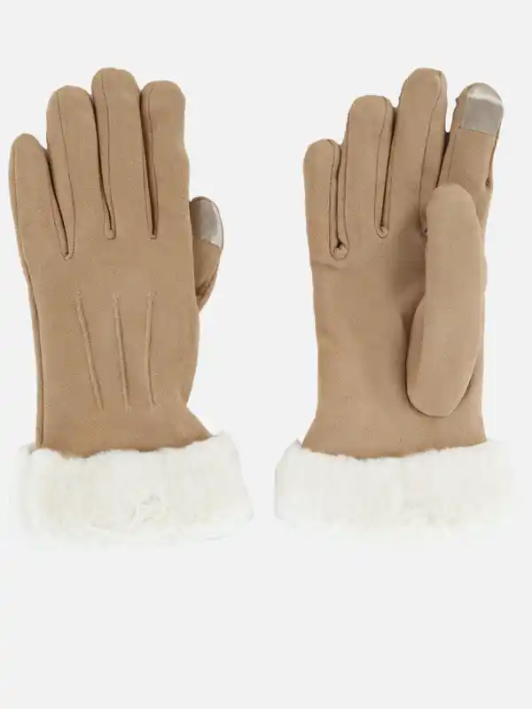 Bild 1 von Damen Handschuhe mit Kunstpelz Braun