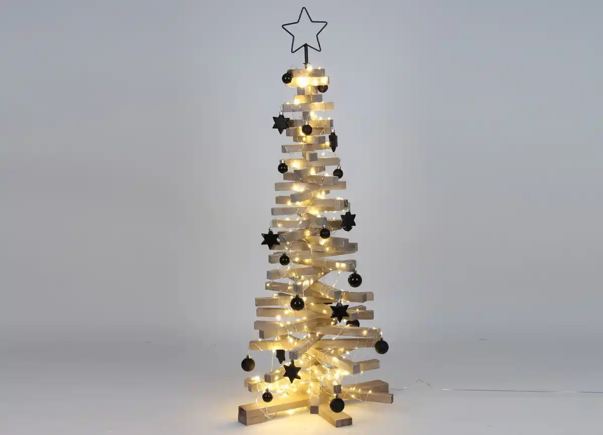 Bild 1 von Tannenbaum aus Holzstreben mit Metallstern 114cm