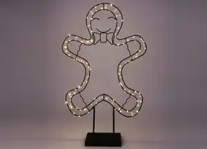 Große LED-Metalldeko 130 LEDs Warmweiß Lebkuchenfigur für den Außenbereich