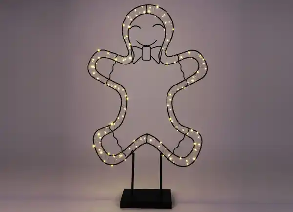Bild 1 von Große LED-Metalldeko 130 LEDs Warmweiß Lebkuchenfigur für den Außenbereich